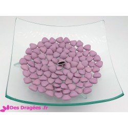Dragées chocolat mini-coeur lilas, 1er choix