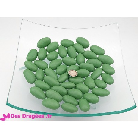Dragées amande 43% (couche de sucre fine), vert eucalyptus brillant - 1kg